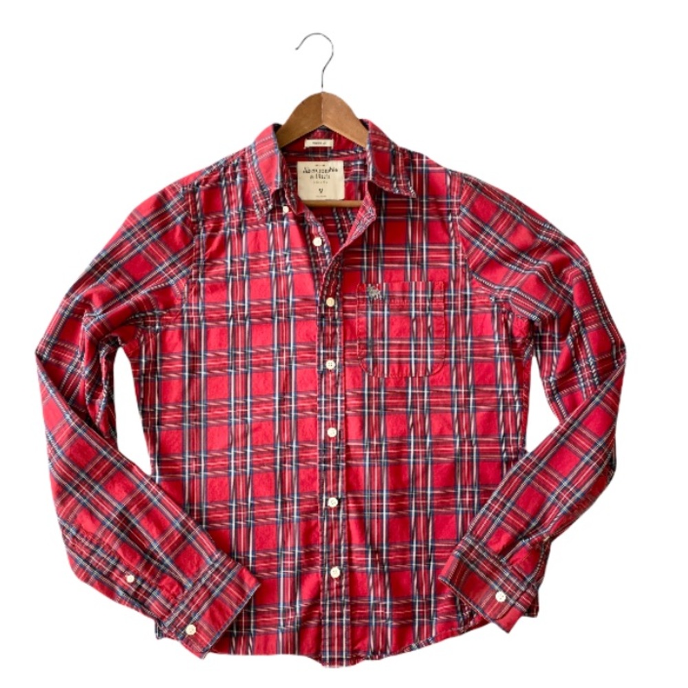 Abercrombie & Fitch Red Plaid Button Down Shirt
